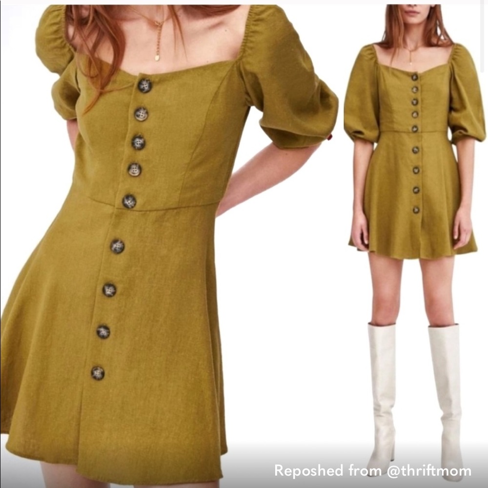 ZARA Linen Blend Button Mini Dress NWT Sz S